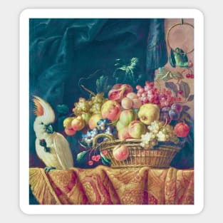 Still Life of Fruit on a Table with a Parrot Jan Pauwel Gillemans the Younger (digitally enhanced) Sticker